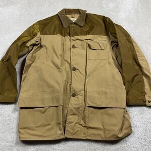 Vintage 70s Duxbak Jacket Mens 42 Tan Green Aero Cloth Canvas Hunting Field Coat